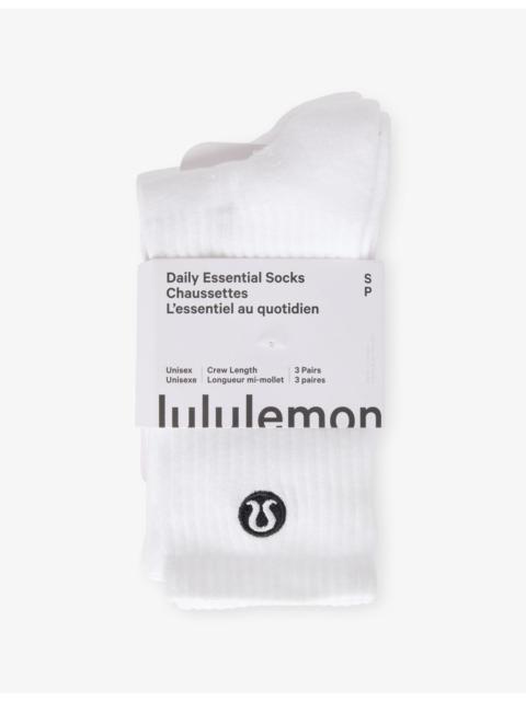 lululemon Branded Pack of Three Cotton-Blend Socks