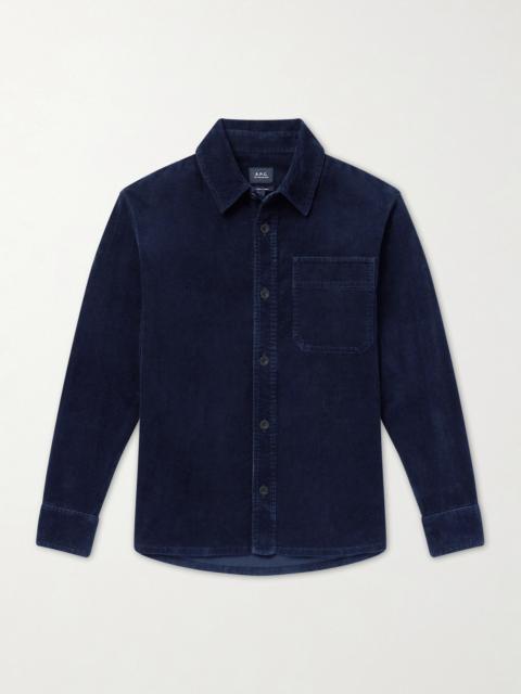 A.P.C. Basile Logo-Embroidered Cotton-Corduroy Shirt