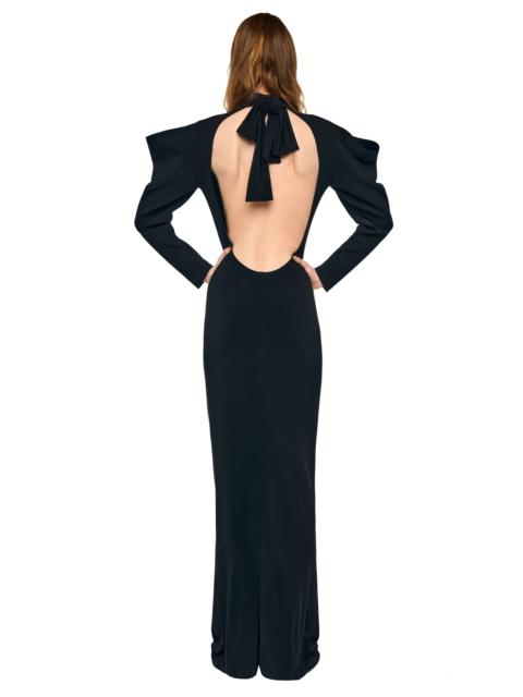 NORMA KAMALI WING SLEEVE OPEN BACK BOW NECK GOWN