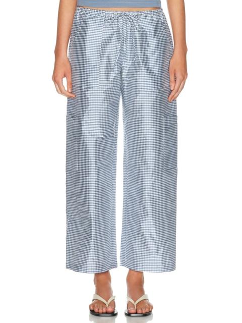 DONNI. The Taffeta Gingham Drawstring Cargo Pant
