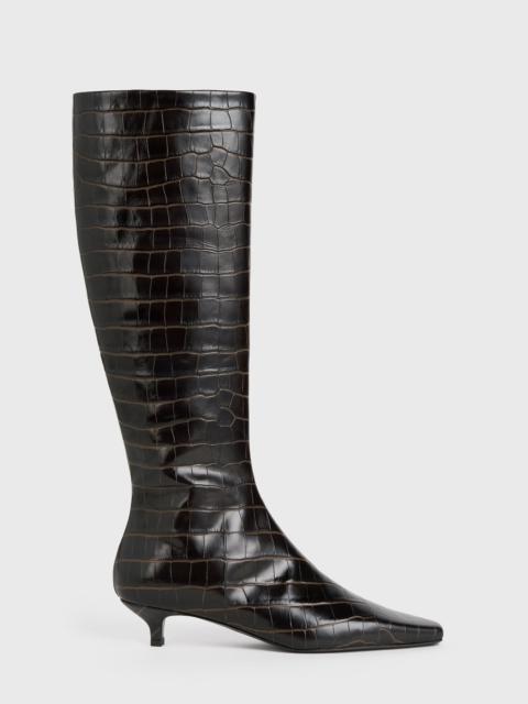 Totême The Slim Knee-High Boot dark brown croco