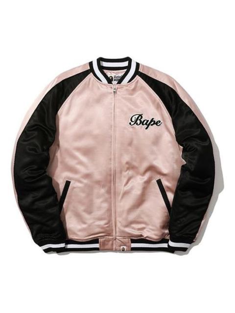 A BATHING APE® A Bathing Ape BAPE Alphabet Colorblock Minimalistic Baseball Jacket 'Pink Black' 0ZXJKM40503XC