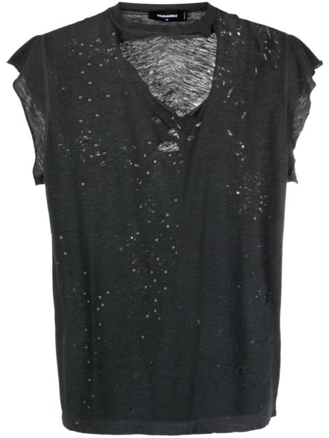 DSQUARED2 distressed-finish raw-cut T-shirt