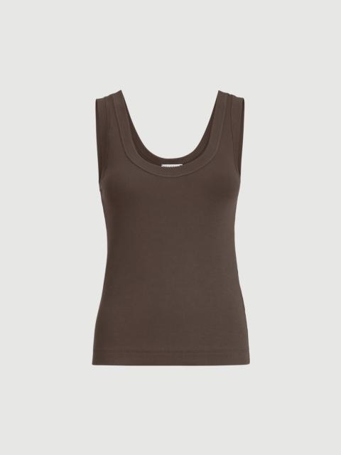Brunello Cucinelli Stretch cotton ribbed jersey top with monili