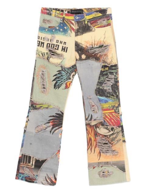 WHO DECIDES WAR patchwork ripped denim