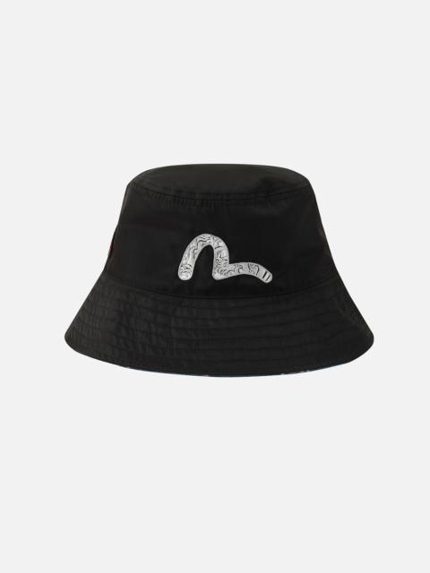 EVISU SEAGULL EMBROIDERY REVERSIBLE BUCKET HAT