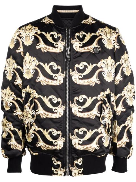PHILIPP PLEIN Gothic-print quilted bomber jacket