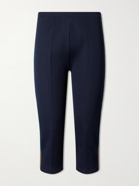 GUCCI Web-trimmed Ribbed Skinny-leg Capri Pants