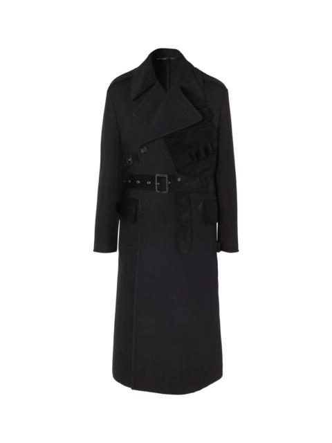 Dolce & Gabbana Oversized Double-Breasted Suede-Trimmed Virgin Wool and Cotton-Blend Coat