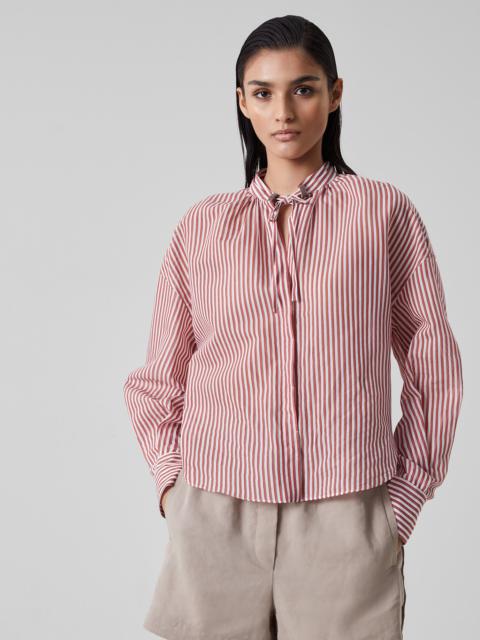 Sparkling cotton and silk striped shirt with shiny details