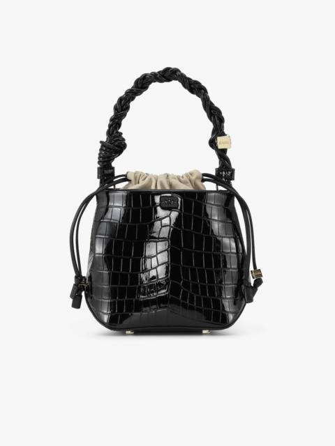 GANNI BLACK CROCO GANNI BOU BUCKET BAG