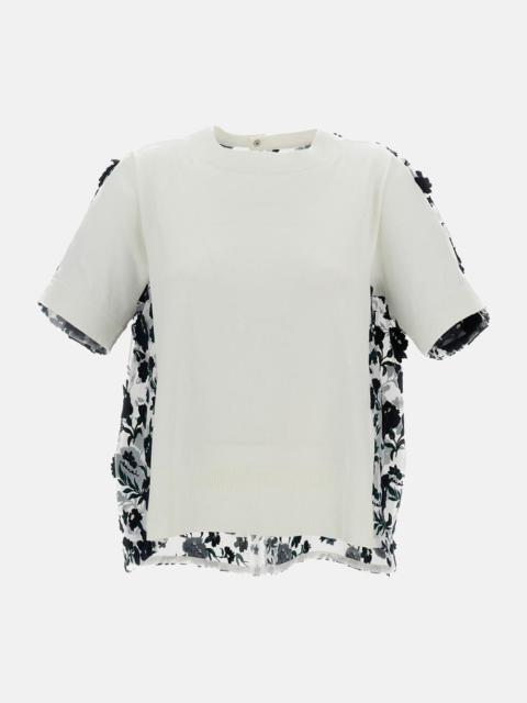 sacai Short-Sleeve Top with Embroidery