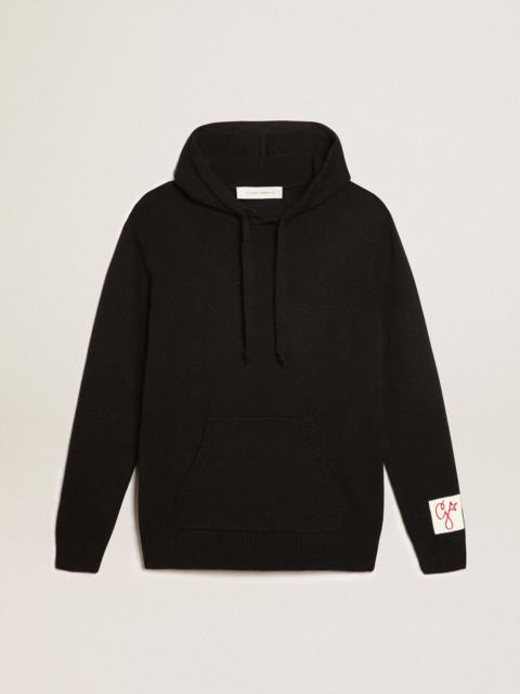 Golden Goose Men’s black cashmere blend sweatshirt with hood