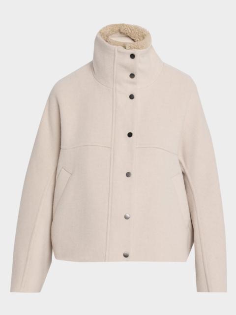 Brunello Cucinelli Wool-Cashmere Coat With Lamb Shearling Collar