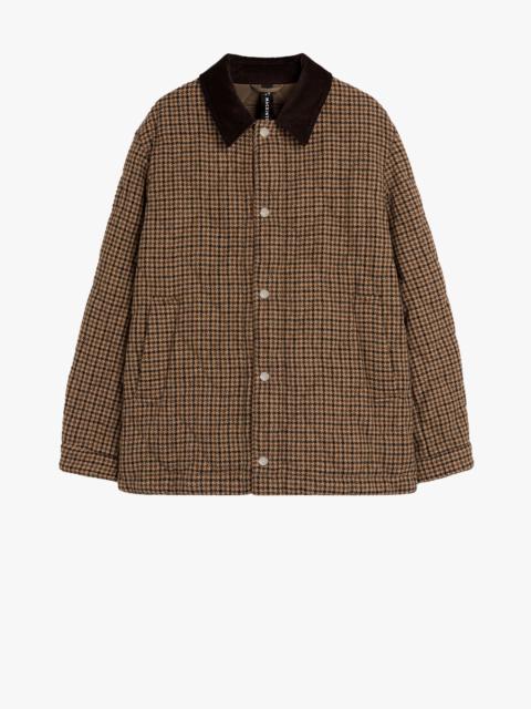 TEEMING BROWN CHECK WOOL QUILTED COACH JACKET