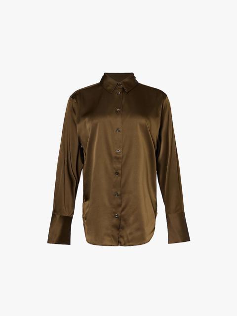 The Standard spread-collar silk-blend shirt