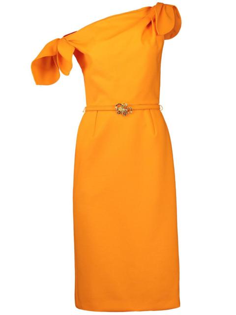 Oscar de la Renta Drape Neck Detail Slit Dress