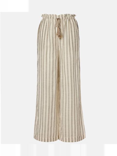 ULLA JOHNSON Josephine striped cotton wide-leg pants