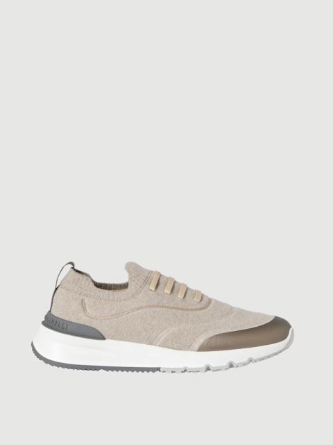 Brunello Cucinelli Techno cotton knit runners with heat-bonded details