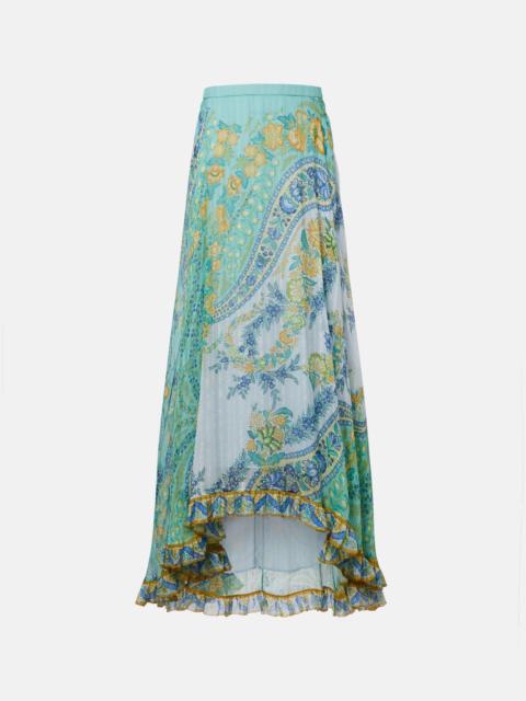 Etro Floral asymmetric silk midi skirt