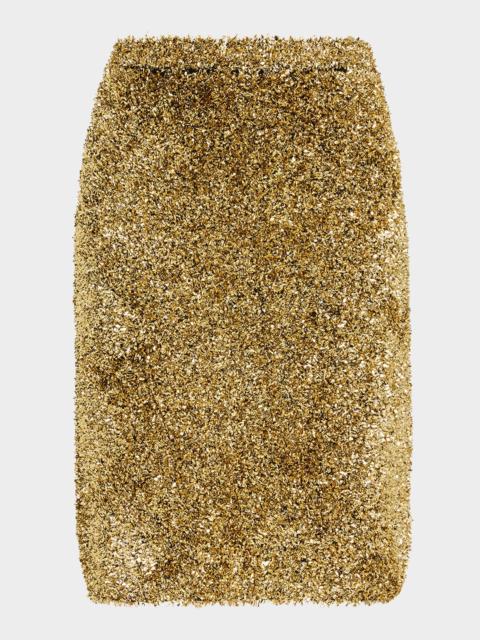 ZANKOV Moro Metallic Textured Pencil Skirt