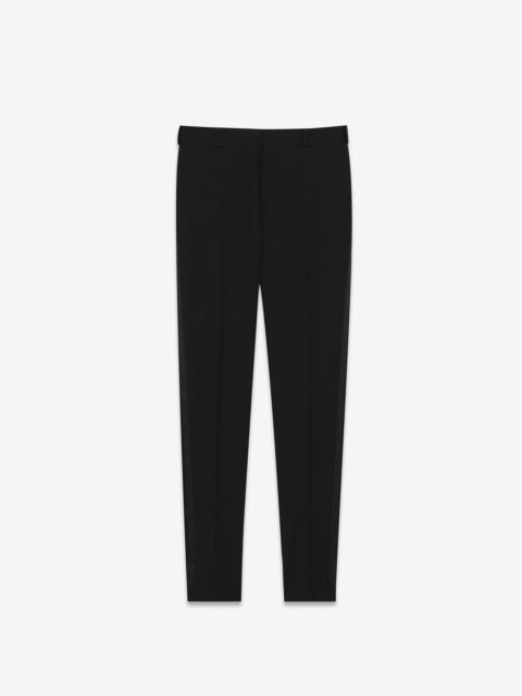 SAINT LAURENT tuxedo straight pants in grain de poudre saint laurent