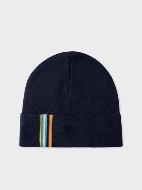 Paul Smith Wool Beanie With 'Signature Stripe' Trim