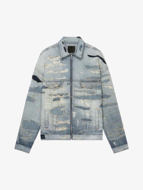 OVERSIZED JACKET IN RIP AND REPAIR DENIM