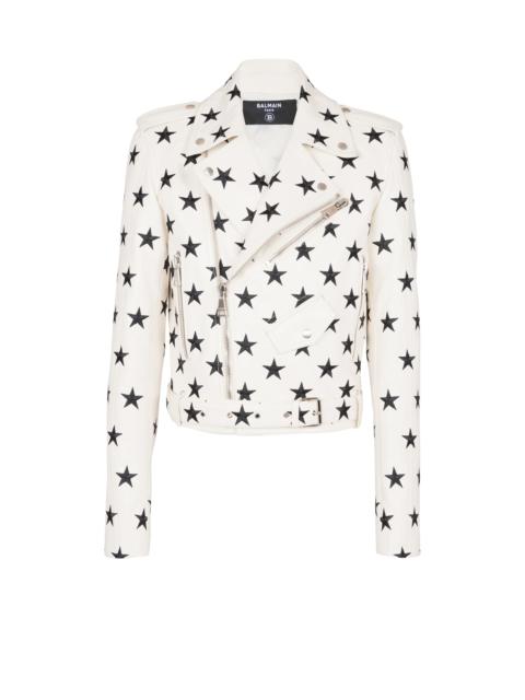 Stars biker jacket in embroidered leather