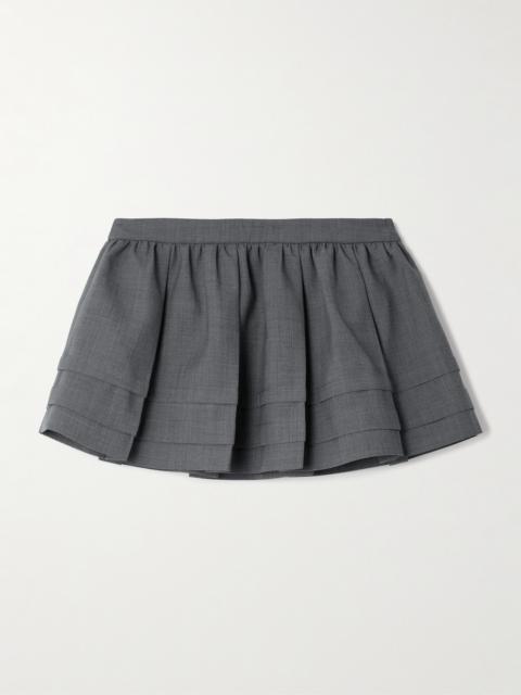 SHUSHU/TONG Tiered Grain De Poudre Mini Skirt