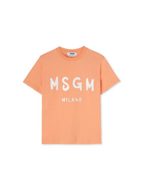 MSGM Cotton crewneck t-shirt with brushed MSGM logo