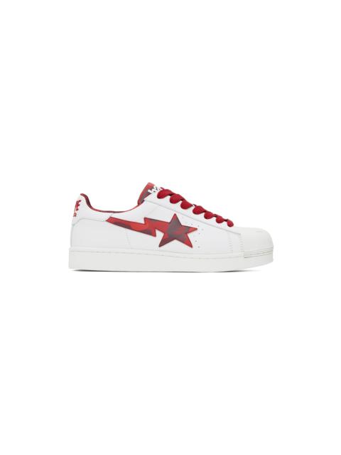 A BATHING APE® White & Red Skull Sta Sneakers