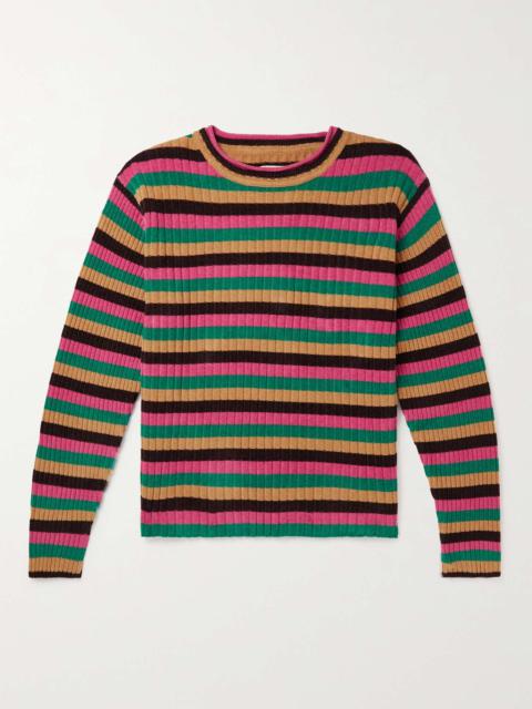 WALES BONNER Striped Ribbed Wool-Blend Chenille Sweater