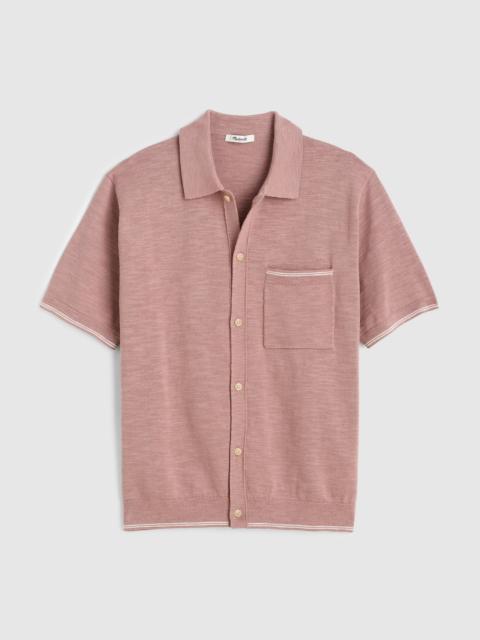 Madewell Tipped Knit Button-Up Shirt in Slub Knit Cotton