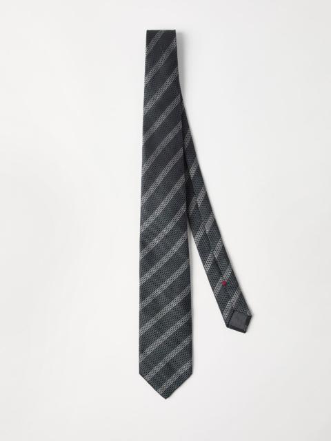Brunello Cucinelli Textured silk tie with stripes