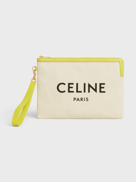 CELINE Small Pouch with strap in TEXTILE WITH CELINE PRINT AND CALFSKIN