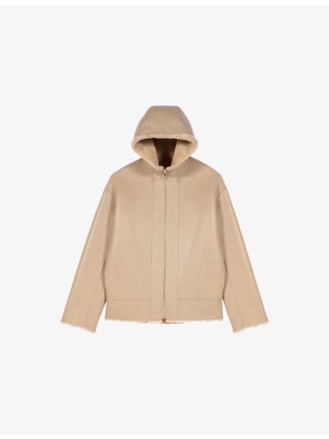 maje Reversible Hooded Shearling-Effect Coat