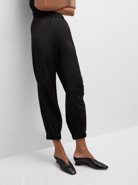 Dries Van Noten Piker Satin Pants with Elastic Waist