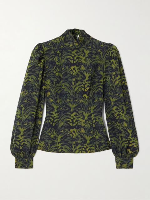 ULLA JOHNSON Giorgia printed poplin blouse Dark green