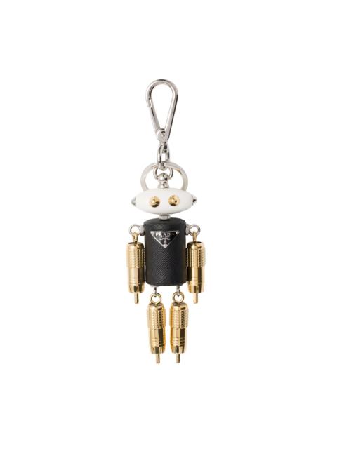 Prada Men's Ciondolo Portachiavi Robot in Saffiano - Black