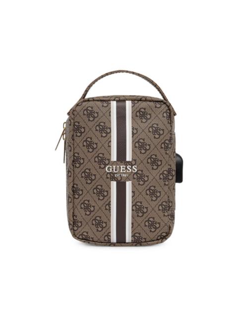 GUESS USA monogram-print striped tech bag