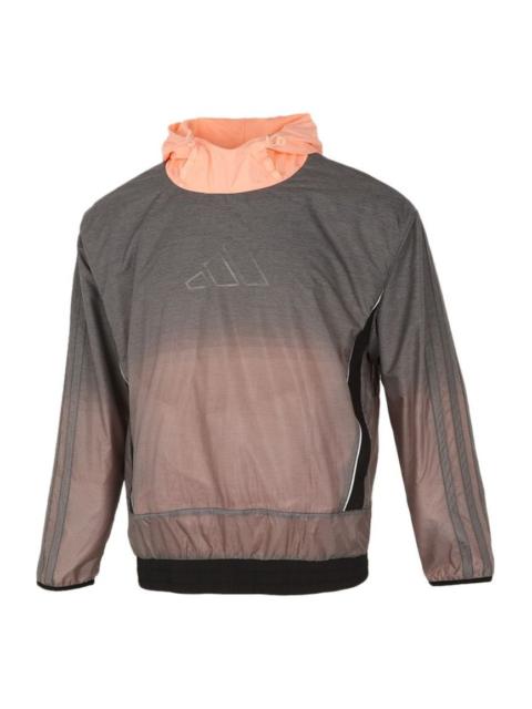 adidas adidas Basketball Sports Contrasting Colors hooded Logo Jacket Gray GK8415