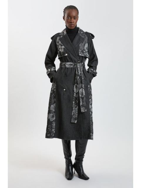 KAREN MILLEN Jacquard Denim Trench Coat