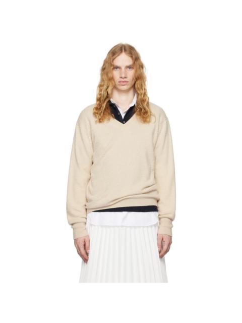 Maison Margiela Beige V-Neck Sweater