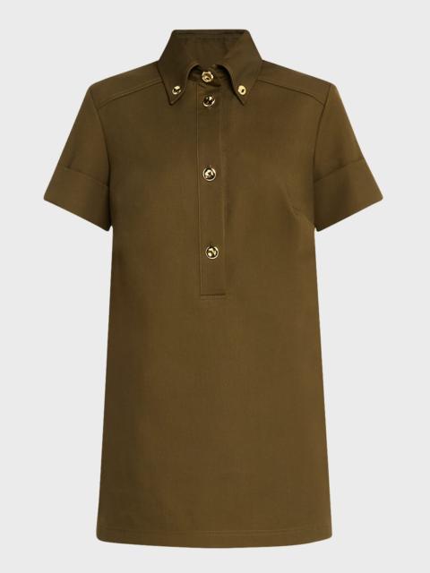 BRANDON MAXWELL Noelle Short-Sleeve Mini Shirtdress