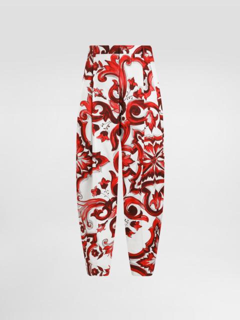 Dolce & Gabbana Majolica-print drill trousers