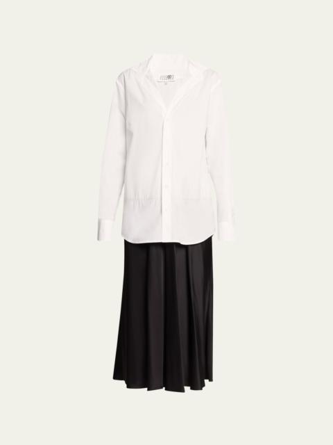 MM6 Maison Margiela Long-Sleeve Combo Midi Shirtdress