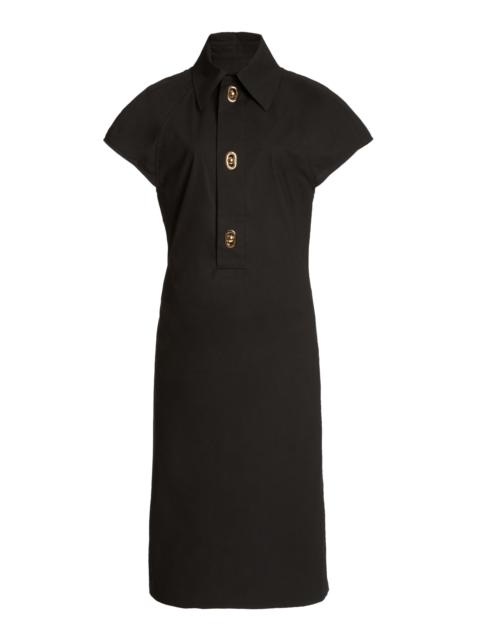 Bottega Veneta Button-Detailed Cotton-Blend Midi Shirt Dress brown