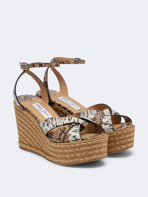JIMMY CHOO Korra snake-print leather espadrilles