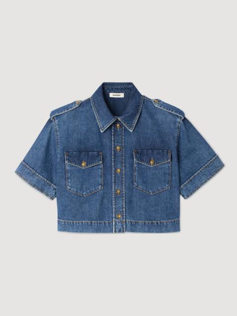 Sandro CROPPED DENIM SHIRT